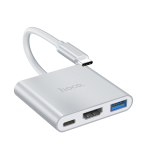Hoco 3in1 USB-C adapter to (USB 3.0 + HDTV + USB-C-PD) HB14 - Silver